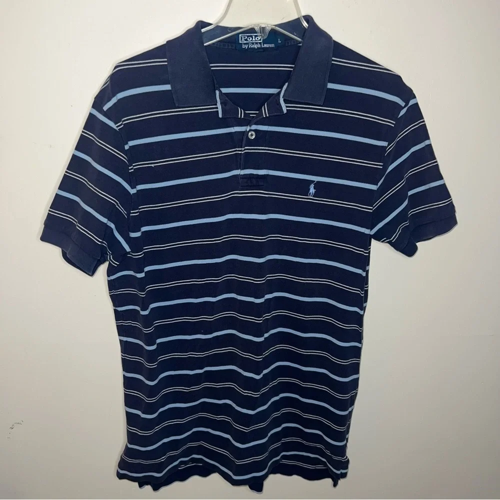 Polo Ralph Lauren Blue Cotton Polo Shirt Size Large